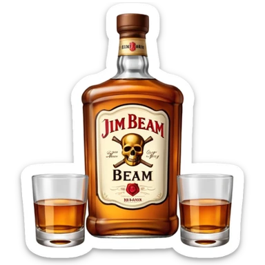 single Jim Beam whiskey bottle with label sticker