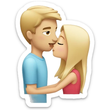 Brunette girl kissing blond guy sticker