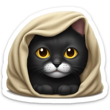 Black cat under blanket sticker