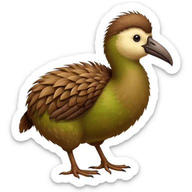 Kiwi bird on two feet longer beak qnd more round sticker