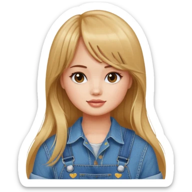 Debby Ryan (long hair with straight bangs) wearing overalls sticker