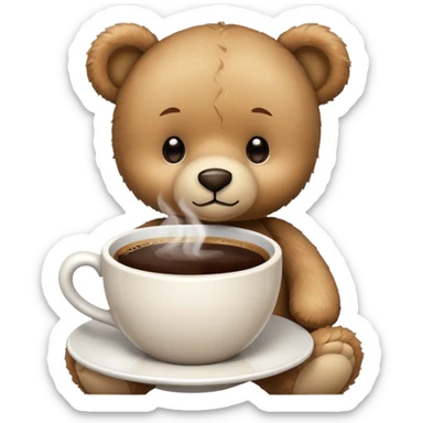 coffee with teddy bear, love sticker