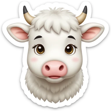 White cow with adorable cute expression that makes you say awww sticker