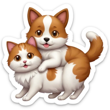Dog with cat on back sticker
