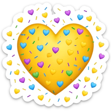 yellow heart with a confetti pattern sticker