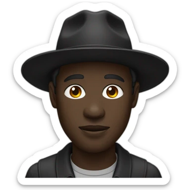 ghanaian man with wide-brimmed black hat wrinkles sticker