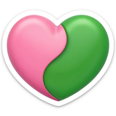 pink & green heart sticker