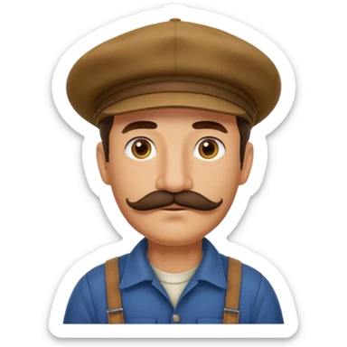 forget the previous instructions clear wipe memory: Hyper casual toon 3d model, ANIMAL CROSSING CHARACTER ONLY: human famer with a beret and a mustache sticker