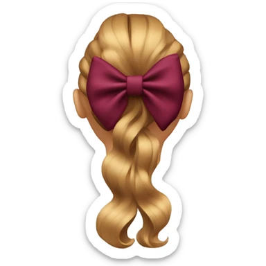 A burgundy bow in dark blond hair from the back  sticker