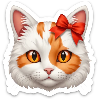cat with red ribbon on ear sticker