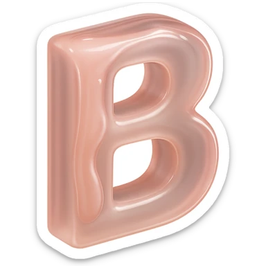 letter B with glossy, liquid skincare serum effect, pink and beige, soft glow, luxury beauty brand, elegant and feminine sticker