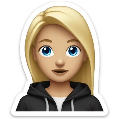 tanned blonde hair blue eyes girl with black hoodie on sticker