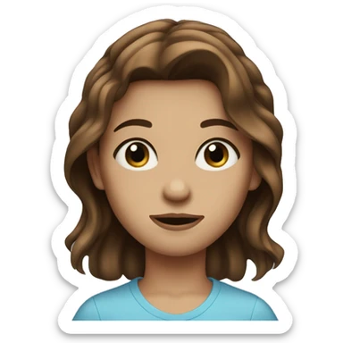 Stoned Brown hair girl with blue eyes sticker