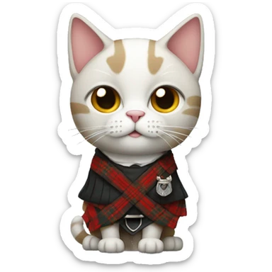 Cat with a scottish kilt sticker