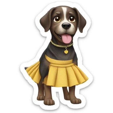 Dog with skirt sticker