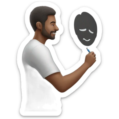 Man writing on a marker board sticker