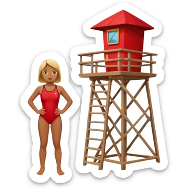 Lifeguard on watch tower sticker