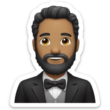 Hombre guapo con barba con perro negro sticker