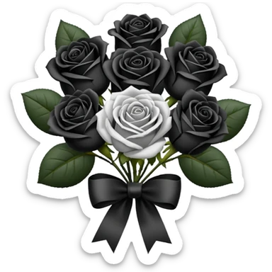 Black bouquet of roses sticker