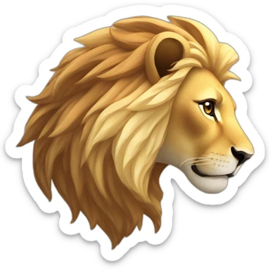 Create a majestic lion with a shimmering mane, set against a sunlit savannah. sticker