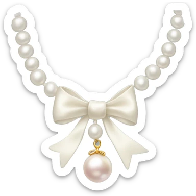 Pearl necklace with bow sticker