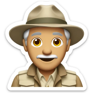 Full body English Sahara man in safari outfit with grey hair and hat  sticker