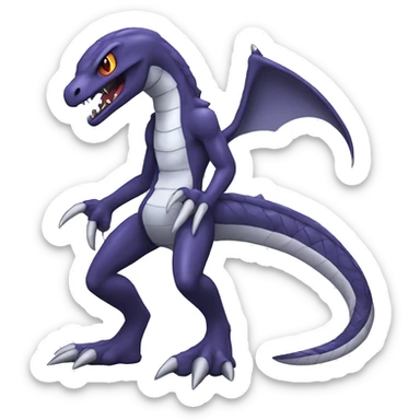 Cool Edgy Seviper-Garchomp Fakémon Digimon with Edgy markings, full body, outlined sticker