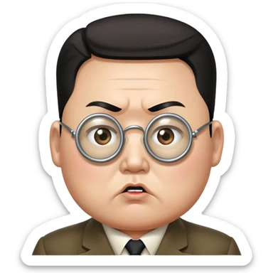 Kim Jong Un from North Korea looking through a monocle with angry expression sticker