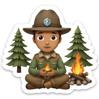 mountain ranger at campfire sticker