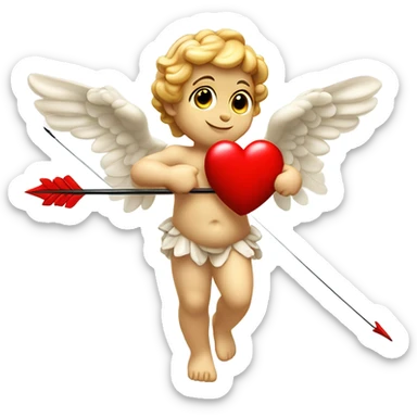 cupid with a bow with heart red sticker