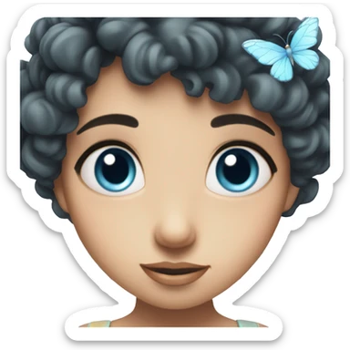 Brunette fairy with enchanting eyes and pastel blue wings  sticker