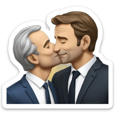 Jean Luc Melanchon kisses Emanuel Macron sticker