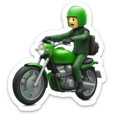 green motorbike and a man green helmet sticker