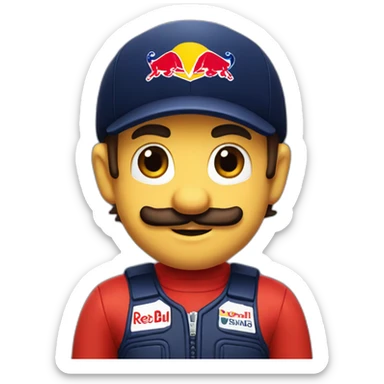 mario as red bull formula one driver sticker