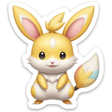 Shiny Pastel Light Pale Divine Angelic Epic Legendary Cute Realistic Whitish Emolga-Victini-Pichu-Dedenne-Togedemaru-fusion sticker