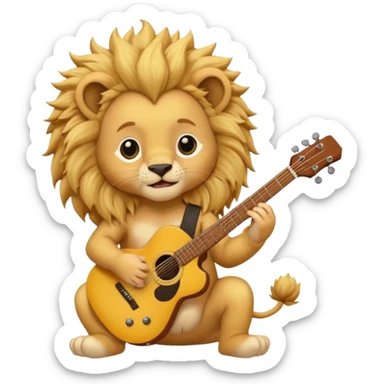 guitar rock baby, lion head sticker