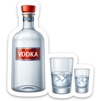 russian vodka bottle with a shot glass sticker