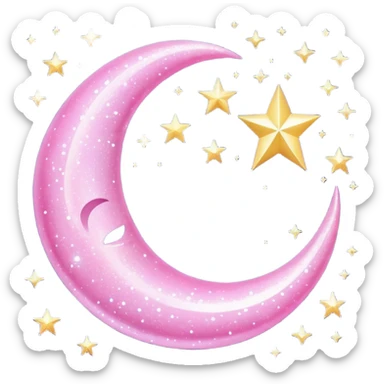 Pink sparkly moon sticker