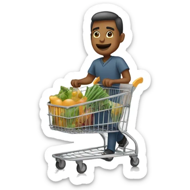 Man pushing shopping cart  sticker