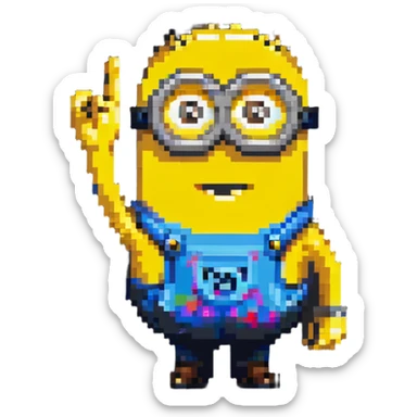 Minion character waving sticker