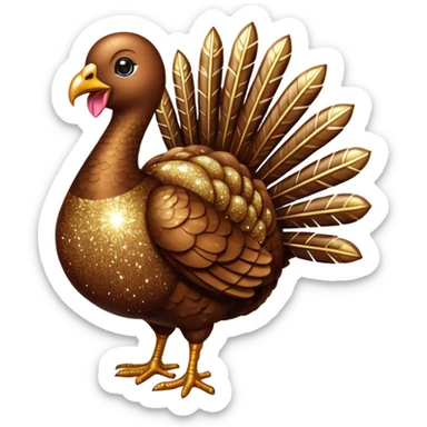 Brown glitter turkey sticker