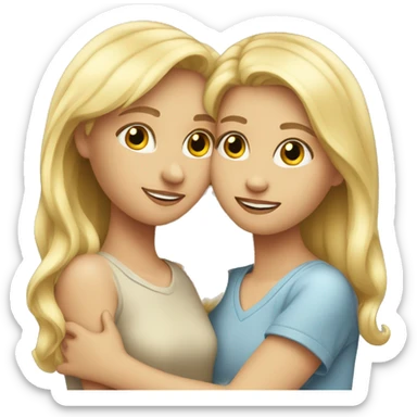 blond Girl best friends hugging  sticker