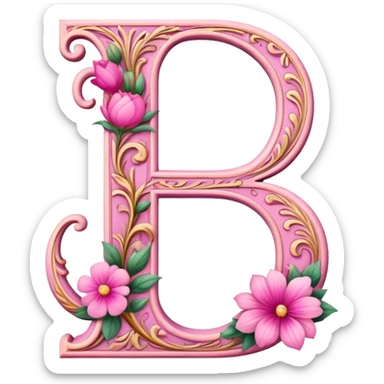 Pink, romantic, flowery, the letter “f” sticker