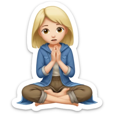 Girl begging on knees sticker