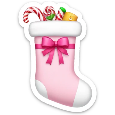 Pink Christmas stocking with candy canes sticker