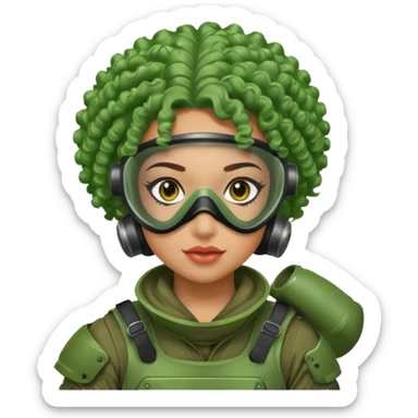 green curly haired painitball player with big earrings guy sticker