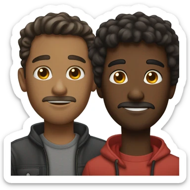 two brunnete male friends sticker