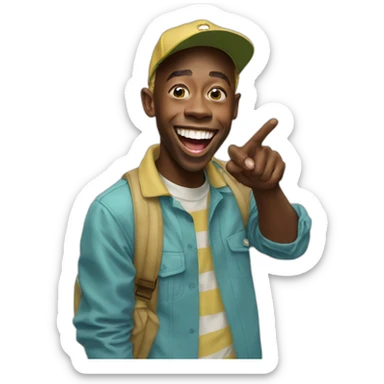 tyler the creator laughing pointing finger sticker