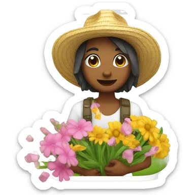 Vaca con flores y jugó  sticker