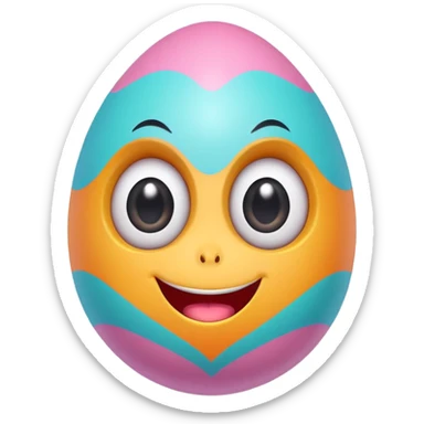 Cute colorful Easter egg character with big expressive eyes and a smiling mouth. sticker